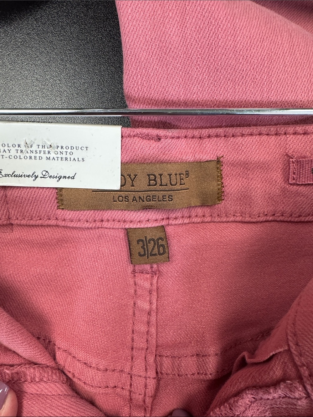 Judy Blue Rose Pink Straight-Leg Jeans with Crochet Knee Squares - Picture 6 of 8
